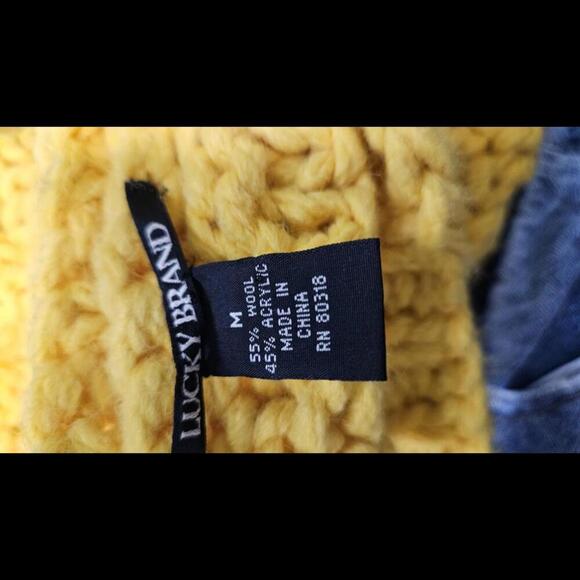 Lucky Brand Women's Cropped Knit Wool Sweater - Bright Yellow Size Medium - Picture 8 of 9